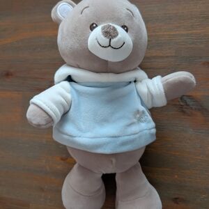 Plush Teddy Bear in Light Blue Hoodie - Soft Cuddly Stuffed Animal